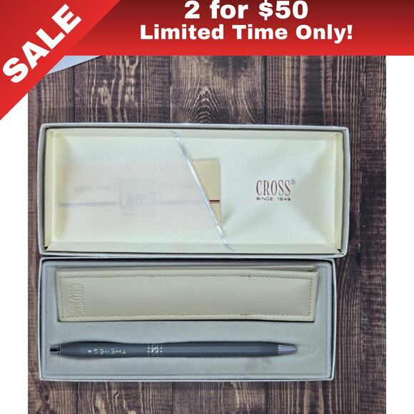 [Sale: 2 for $50!] Cross Ballpoint Pen Gray/Gunmetal - Engraved "Theresa" - Picture 1 of 9